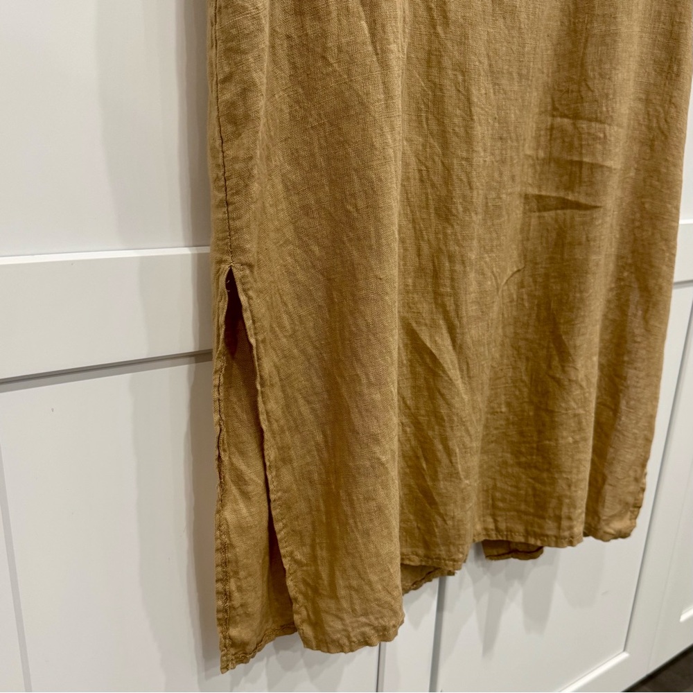 Scandal 100% Linen button down midi dress with split seams M/L Made in Italy - Picture 4 of 12